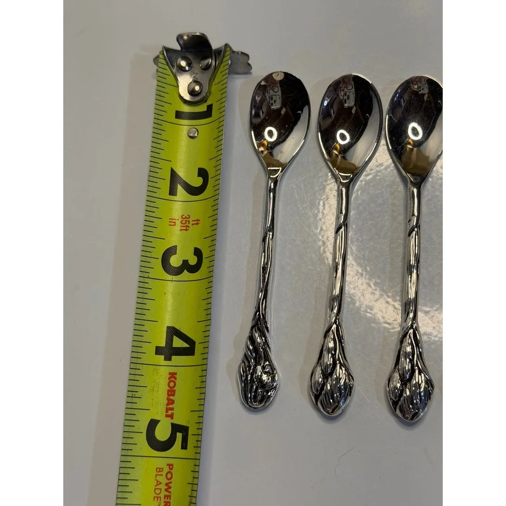 VTG Unbranded Coffee Spoon‎ Silver Silverplate Floral Ornate Set of 4